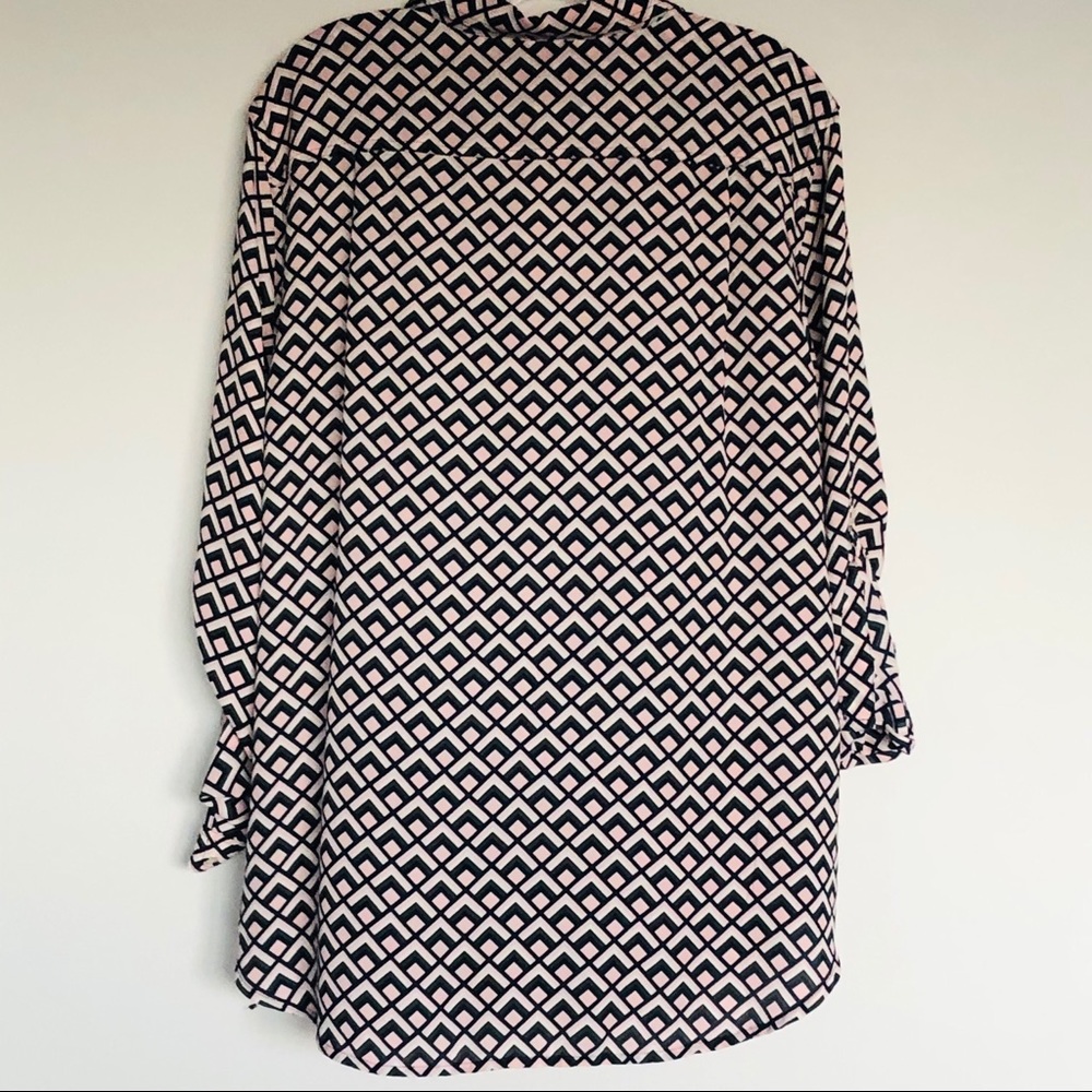 Loft Button Front Geometric Print Blouse - image 2